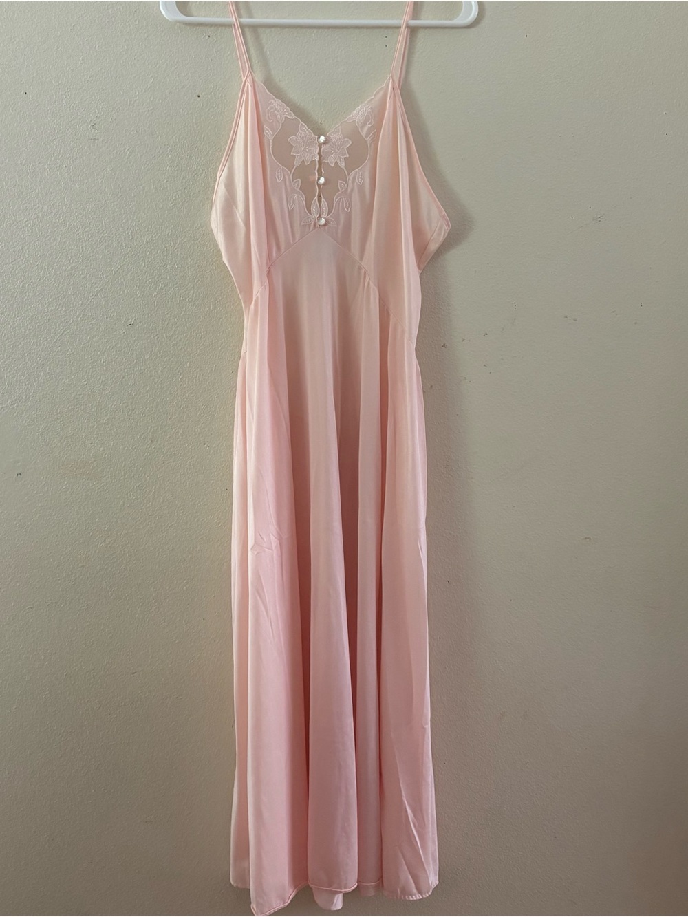 Vintage Delicate Pink/Peach Long Slip Nightgown - Women's Intimates Size Medium